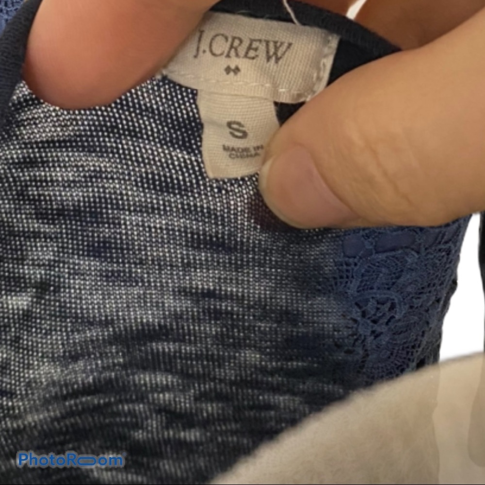 J Crew Factory Navy Lace panel knit top sz S - Picture 7 of 7